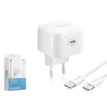 Type-c Hızlı Şarj Seti 45W Type-c Adaptörlü 1 M Örgülü Kablolu Beyaz ND1014