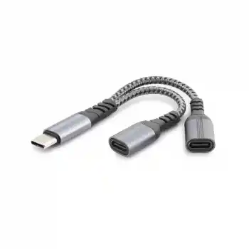 Type-C To 2 x Type-C F Kablo Car Şarj Siyah GJ-015