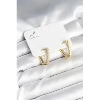 Üçgen Model Zirkon Taşlı Kadın Küpe