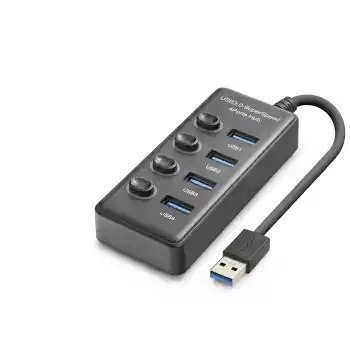 Usb 3.0 Hub Anahtarlı 4 Port 5 Gbps - Siyah HDX7048