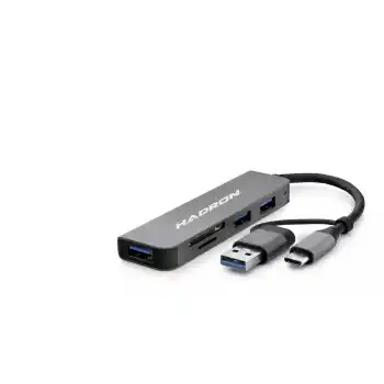 Usb 3.0 & Type-C Hub Kart Okuyucu 5 Port - Gri HDX7826