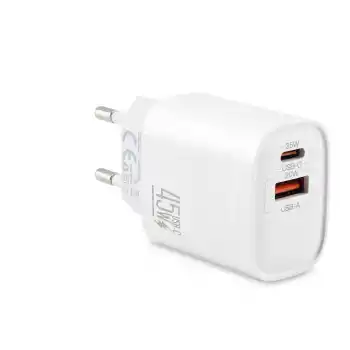 Usb Type-c Çift Çıkışlı Hızlı Şarj Adaptörü 45W Beyaz ND1013