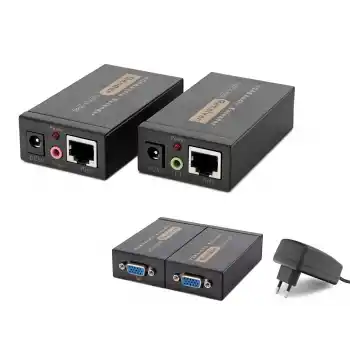 Vga + Ses Rj45 Extender Seti 100 M - Siyah HDX1318