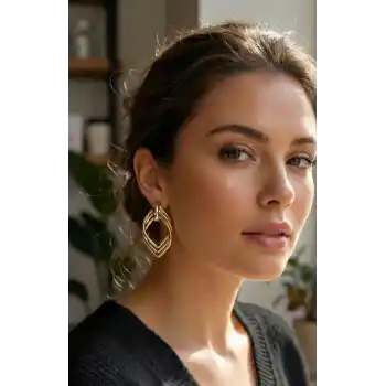 Vintage Gold Renk Pirinç Kadın Küpe