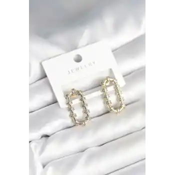 Vintage Model Halka Zirkon Taşlı Kadın Küpe