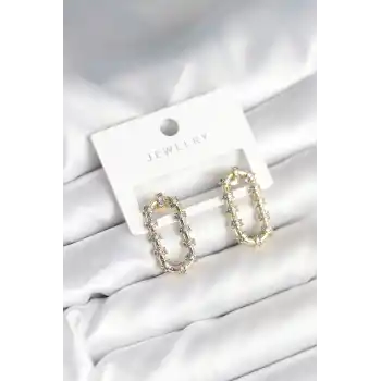 Vintage Model Halka Zirkon Taşlı Kadın Küpe