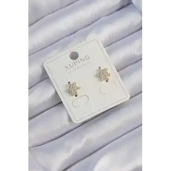 Xuping Gold Renk Zirkon Taşlı Yaprak Küpe