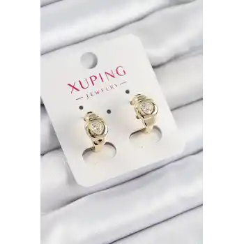 Xuping Zirkon Taşlı Kalp Model Gold Renk Kadın Küpe
