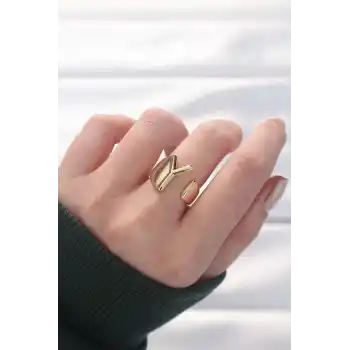 Y Harfli Altın Renk Ayarlanabilir Yüzük