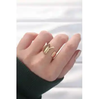 Y Harfli Altın Renk Ayarlanabilir Yüzük