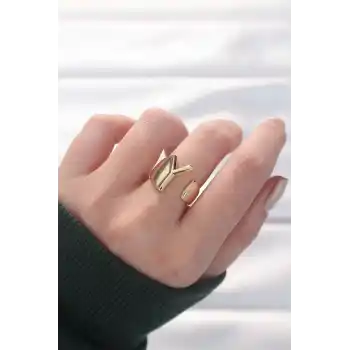 Y Harfli Altın Renk Ayarlanabilir Yüzük