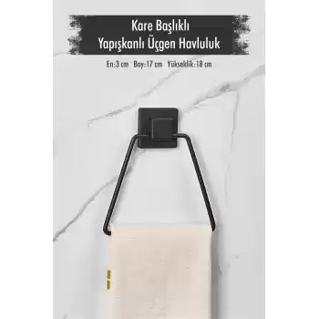 Yapışkanlı Kare Başlıklı Siyah Üçgen Havluluk