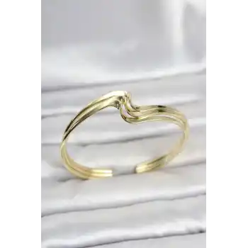 Zikzak Model Gold Renk Pirinç Kadın Bileklik