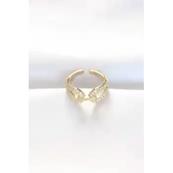 Zirkon Taşlı Gold Renk Ayarlanabilir Yüzük