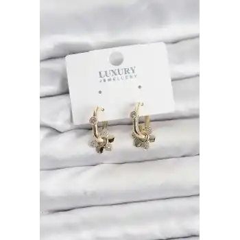 Zirkon Taşlı Pirinç Kadın Göçmen Küpesi