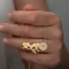 ​Gümüş Gold Kişiye Özel Kalpli Papatya Kolye