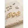 3 lü Set Çiçek Model Gold Renk Kadın Küpe