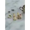 3 lü Set Gold Renk Çiçek Model Küpe