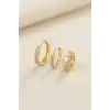 3 lü Set Gold Renk Halka Model Küpe