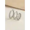 3 lü Set Gümüş Renk Halka Model Küpe