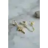 3 lü Set Küpe Gold Renk Zincir Detaylı