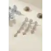 3 lü Set Küpe Gümüş Renk Kutup Yıldızı Detaylı