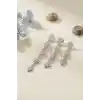 3 lü Set Küpe Gümüş Renk Kutup Yıldızı Detaylı