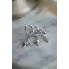 3 lü Set Küpe Gümüş Renk Kutup Yıldızı Model