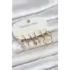 316L Çelik Gold Renk 6lı Set Yonca Model Kadın Küpe