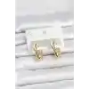 316L Çelik Gold Renk Asimetrik Halka Model Kadın Küpe