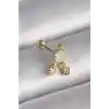 316L Çelik Gold Renk Beyaz Mineli Kalp Sallantı Zirkon Taşlı Tragus Piercing