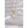 316L Çelik Gold Renk Beyaz Mineli Tarot Kolye