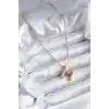 316L Çelik Gold Renk Bubble M Harf Model Kadın Kolye