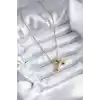316L Çelik Gold Renk Bubble T Harf Model Kadın Kolye