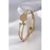 316L Çelik Gold Renk Çeyrek Altın Zirkon Taş Detay Kadın Kelepçe