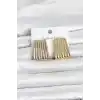 316L Çelik Gold Renk Çizgili Plaka Model Kadın Küpe