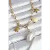 316L Çelik Gold Renk Deniz Kabuğu Charmlı Kadın Kolye