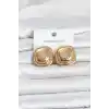 316L Çelik Gold Renk Düğme Model Kadın Küpe