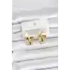316L Çelik Gold Renk Elmas Model Halka Kadın Küpe