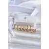 316L Çelik Gold Renk Halka Model Kadın Küpe Seti