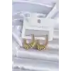 316L Çelik Gold Renk İşlemeli Halka Model Kadın Küpe