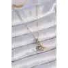 316L Çelik Gold Renk Kalp Detay Mektup Figür Charm Model Kadın Kolye