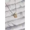 316L Çelik Gold Renk Kare Charm Model Kolye