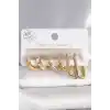 316L Çelik Gold Renk Kare Halka Model Kadın Küpe Seti