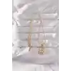 316L Çelik Gold Renk Karışık Mineli Ay Figür Tarot Kolye