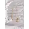316L Çelik Gold Renk Karışık Mineli Ay Figür Tarot Kolye