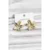 316L Çelik Gold Renk Lotus Çiçeği Model Kadın Küpe