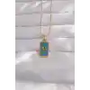 316L Çelik Gold Renk Mavi Mineli El Figür Tarot Kolye