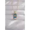 316L Çelik Gold Renk Mavi Mineli Güneş Model Tarot Kolye