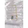 316L Çelik Gold Renk Mavi Mineli Güneş Model Tarot Kolye